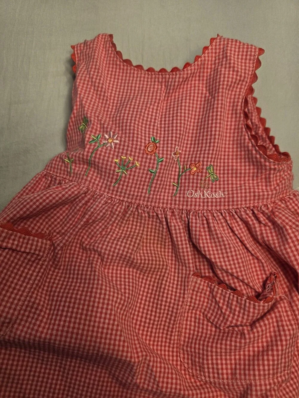 1990s Vtg OshKosh Gingham Red Dress